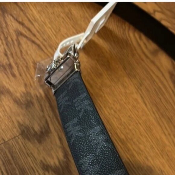 Michael Kors MK Logo XL Reversible Belt Silver Charm Buckle Blk/Brown🆕⌚📦🏃💨🚚 - Picture 4 of 11